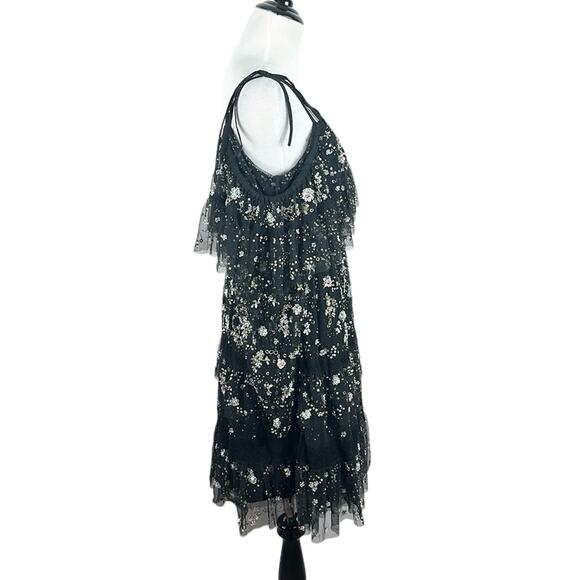 Needle & Thread Supernova Tiered Ruffle Embellished Dress Black Size 6 - Picture 13 of 14